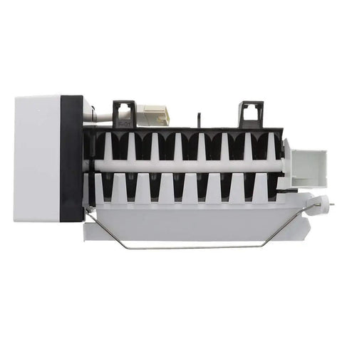Replacement Fridge Ice Maker side view, fits most refrigerators, 1-year warranty, replaces 1016069 2198597 and more