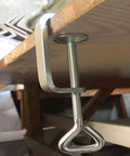 Kyien stainless steel C-clamp securing wood with threaded screw and triangular loop handle