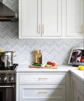 Modern kitchen with Brushed Gold T-Bar Cabinet Pulls 4 Pack Modern Hollow Drawer Handles Kitchen Hardware installed on white cabinets.