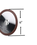 Top Shelf 6 Inch Dish Resin Diamond Grinding Facing Wheel For Carbide Circle Saw Blade Sharpening 180 Grit, showing size with arbor hole.