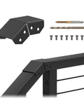 Handrail Connector Sleeve For Horizontal To Stair Upper Joint In Deck Cable Railing Black Powder Coated Aluminum Rectangular