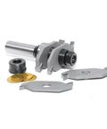 Quadraset Slot Cutter Kit With Adjustable 1-7/8 Inch Diameter And 1/8 To 23/32 Inch Cutting Height 1/2 Inch Shank Arbor With Pilot Bearing