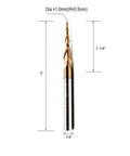 Tapered Ball Nose End Mill 1/4 Inch Shank, 3 Inch Overall Length, 0.5mm Ball Radius R0.5, Solid Carbide with TiAIN Coating CNC Tool