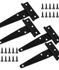 Beefy Heavy Duty T Hinges Galvanized Iron Door Hinges With Screws 6 Inch Black 4 Pack For Shed Fence Gate Barn Wood Box Rust Proof