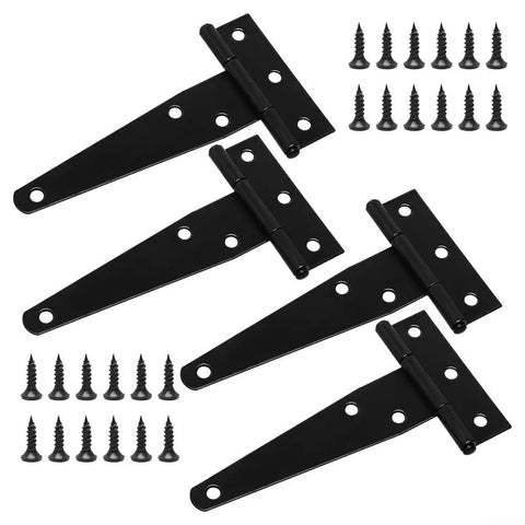 Beefy Heavy Duty T Hinges Galvanized Iron Door Hinges With Screws 6 Inch Black 4 Pack For Shed Fence Gate Barn Wood Box Rust Proof