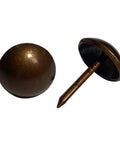 Top Tier Heavy Duty Upholstery Tacks Legit Red Copper Furniture Nail Set close up of round copper nail, 0.67 inch for DIY projects.