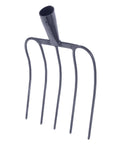 Heavy Duty Garden Fork For Farm Cleanup And Mulching, Versatile Manure Rake, shown with steel tines and head.