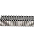 Corrugated W Fastener Staples With One Inch Crown And One Half Inch Leg 25 Gauge Ideal For Pallet Repair Cabinet Face Frames Picture Frames Furniture Joints Truss Work Hollow Core Doors Top Plate And Roof Connections 1000 Pack displayed in a side view.