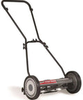18 Inch 5 Blade Push Reel Lawn Mower With Adjustable Cutting Height 0.5 To 2.75 Inches, Ball Bearing Blades, 10 Inch Wheels, Grey