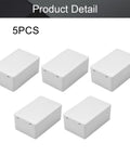 5 Pack Hella Durable Abs Plastic Project Box Enclosure Small Gray Junction Storage Organizer For Diy Electronics Wiring And Craft Projects Ready To Rock Solid Build Quality, showing five gray project boxes.
