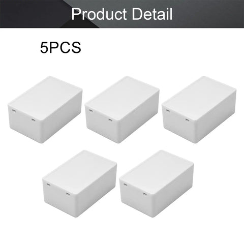 5 Pack Hella Durable Abs Plastic Project Box Enclosure Small Gray Junction Storage Organizer For Diy Electronics Wiring And Craft Projects Ready To Rock Solid Build Quality, showing five gray project boxes.
