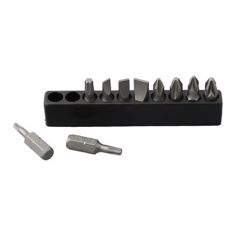 29 Piece Ratchet Socket Wrench Set Made From Heat Treated Chrome Vanadium Steel With Metric Sockets Driver Bits Extensions And Dual Direction Handle Perfect For Auto Repair Or Furniture Assembly A Hardcore Workshop Tool That Works Like A Charm, showing metric driver bits in a storage rack.
