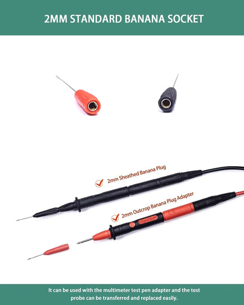 Back Probe Pins Kit 8Pcs Pro Grade Ultra Thin 0.7mm Pins For Automotive Instrument Testing 2mm Socket Banana Jack Leads