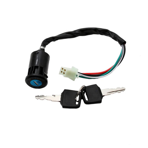 Complete Kick Start Wiring Harness Loom Kit For 50cc 70cc 90cc 110cc 125cc 140cc 150cc Pit Dirt Bikes, keys and wiring components visible