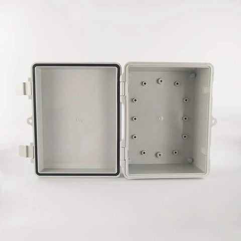 Tough As Nails ABS Plastic Junction Box Weatherproof IP65 Dustproof Waterproof Enclosure 8.6 By 6.7 By 4.3 Inches Industrial Electrical Box For Outdoor Projects Corrosion Resistant Drillable Mounting, open view