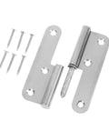 4 Inch Stainless Steel Round Corner Detachable Hinge Set For Wardrobe Doors, Right Hand Operation, Heavy Duty Flat Hardware Pair