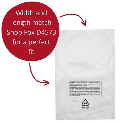 Heavy Duty Clear Dust Collector Bags For Shop Fox W1685 W1666 W1687, Fits D4573, showing size information 5 Pack, 19.5 Inch Diameter