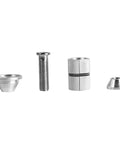 Components of Road Bike Upgrade: Beefy 28.6mm Front Fork Compression Plug for Carbon Forks, featuring stainless steel and aluminum alloy parts.