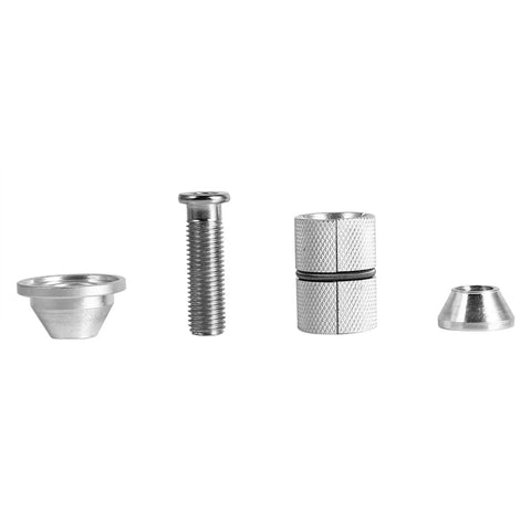 Components of Road Bike Upgrade: Beefy 28.6mm Front Fork Compression Plug for Carbon Forks, featuring stainless steel and aluminum alloy parts.