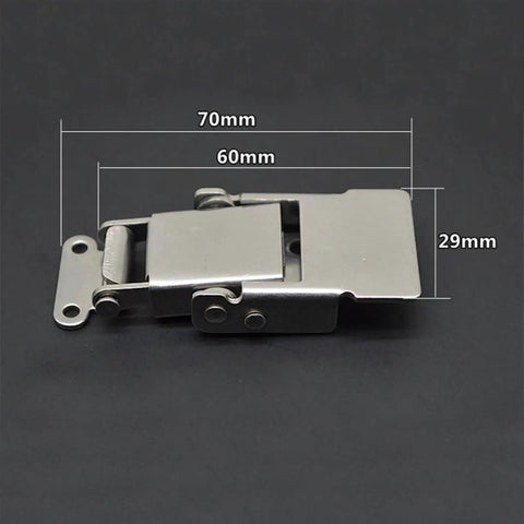 Spring Loaded Stainless Steel Hasp Lockable Draw Latch 60x29mm for toolbox and electromechanical box security, side view