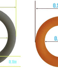 60 Pack Pro Grade Pressure Washer O Ring Set With 30 Orange One Quarter Inch And 30 Grey Three Eighths Inch Quick Connect Seals For M22 Fittings Fits Garden Hose Nozzle And Power Washer Accessories, showing grey and orange O-rings with measurements.