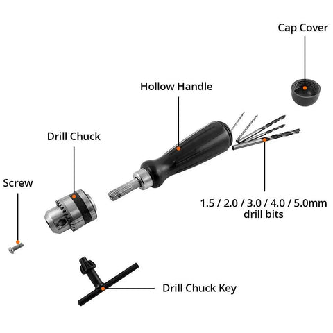 Pin Vise Hand Drill Bits Set For Precision Woodworking And Diy Model Crafting Pro Grade Micro Mini Twist Drill Bits 0.6 To 6.0 mm With 3 Jaw Chuck Carbon Steel With Abs Handle Handy Chuck Key Includes 1.5mm 2.0mm 3.0mm 4.0mm Bits Ideal For Jewelry Beads