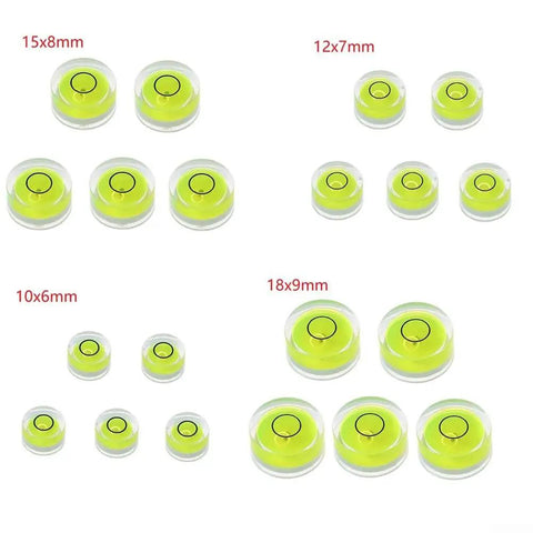 Round Bubble Level 5 Pack for spirit Level for bullseye for Acrylic, various sizes 10x6mm, 12x7mm, 15x8mm, 18x9mm.