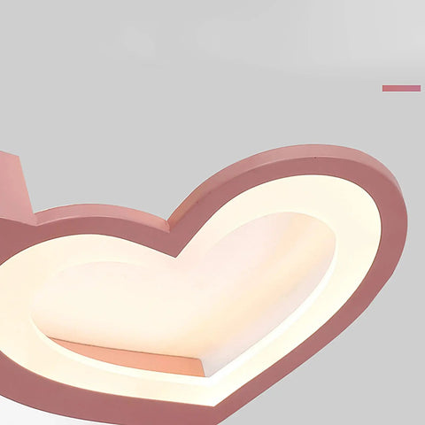 Heart Shaped LED Ceiling Light For Bedroom With Remote, 35W Energy Saving Acrylic Lamp, pink heart design close-up