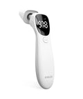 Dual Mode Infrared Thermometer No Contact Forehead And Ear For Adults Kids And Babies With Fever Alarm 1 Second Reading 32 Memory Recall Easy Switch Anytime, white digital display