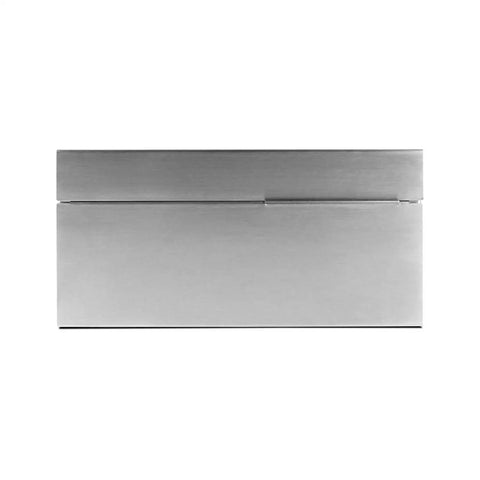 Front view of Modern Wall Mounted Home Mailbox In Stainless Steel Rust Resistant Weatherproof Durable With Secure Drop Slot
