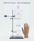 Beefy 1000ml Heavy Duty Conical Separating Funnel With 24 29 Joint PTFE Stopcock And Lab Distillation Support Rack For Stable Titration And Liquid Liquid Extraction, size comparison