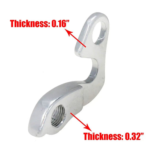 Close-up of Two Pack Bicycle Derailleur Hanger With M9 Thread For Emergency Repairs showing thickness and aluminum alloy material.
