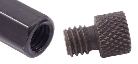 Heavy Duty Seven Piece Transfer Screw Kit With Solid Handle And Six 3/8 Inch 16 Thread Inserts showing a threaded pin and handle.