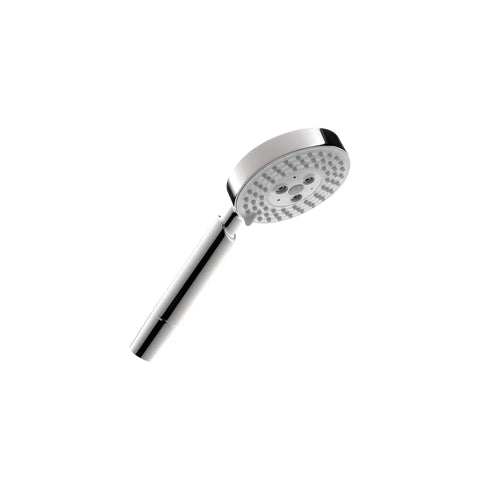 Raindance S 100 AIR Green Three Jet Handshower with chrome finish, angled view