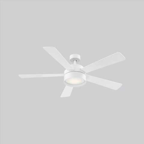 Whitehaven 52 Inch Ceiling Fan With Remote Control 5 Blade Dimmable LED Light Kit 3000K Warm White White Finish for Living Room Bedroom and Modern Decor