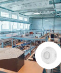 Twist To Lock Motion Sensor With Photocell And PIR Detection For Lithonia Lighting Compact Pro Luminaires in industrial setting.