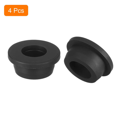 Four Pack Black Rubber Grommets With One Inch Drill Opening And Five Eighths Inner Bore To Plug Wall Holes And Secure Vinyl Tubing.