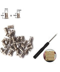 Heavy Duty Nickel Plated Flat Head Screws For Slick Belt Buckle And Handbag Repair Kit, 30 pcs, 2.3mm x 4mm, 2.9mm x 5mm, with screwdriver.
