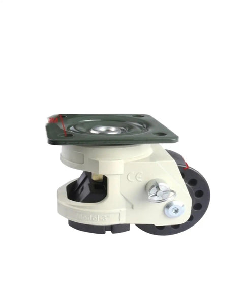 3 Inch Handle Brake Casters with Threaded Stem for Mechanical Furniture, Heavy Duty Steel Frame, Quiet Roll