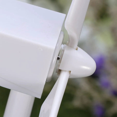 Desktop Solar Wind Turbine Model For Kids Kid Friendly STEM Toy Educational Windmill Made From ABS Plastic Solar Powered Cool Desk Decor Realistic Mini Turbine For Home Office Eco Friendly Science Gift close-up of white ABS plastic blade and hub