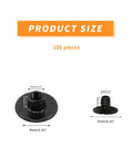 Fifty Pack Of Slick Black Chicago Binding Screws M4x4mm Slotted Ends Copper Plated Hardware Rock Solid For Books And Craft Projects That Resists Rust And Tightens Smooth With Zero Fuss Or Complications display with product size details.