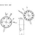 Technical drawing of Six Axis Load Cell Sensor For Robotics And Medical Applications, 20N Per Axis And 5Nm Torque, IP65 Pro Grade
