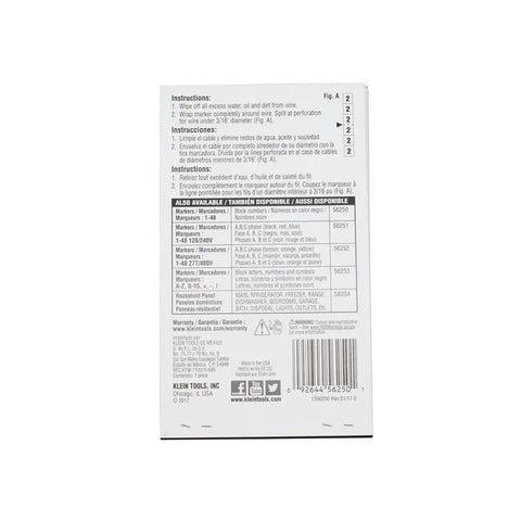 Back of wire marker book showing instructions and product details