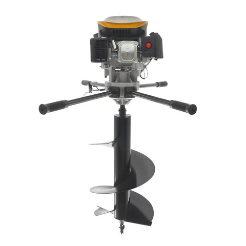 Front view of Gas Powered Post Hole Digger With 173cc Engine, 9HP Earth Auger, Four Handles, Drill Bit Included, Built Tough