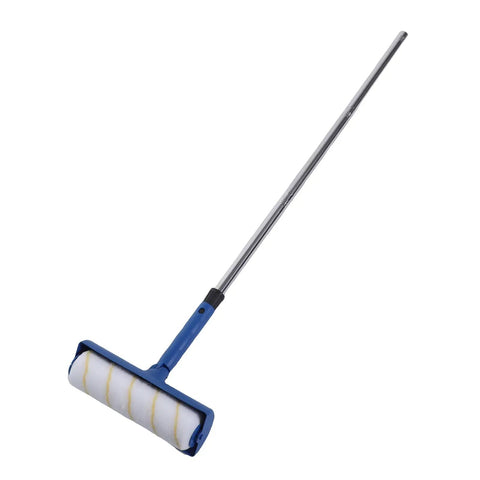 Adjustable 10 Inch Paint Roller Kit With Slick Telescopic Pole For No Sweat Ceiling And Wall Painting Rotating Handle Eases Wrist Strain For Quick Furniture Refreshes On The Regular, showing blue handle and white roller.