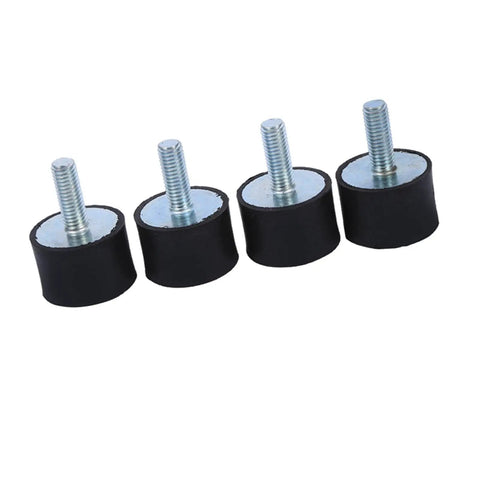 Rugged Heavy Duty Rubber Mounts And Vibration Isolation Shock Absorber For Medical And Mechanical Equipment Reduces Noise And Protects Gear With Durable Rubber And Zinc Coated Steel M8x23 VD30x20, four black mounts