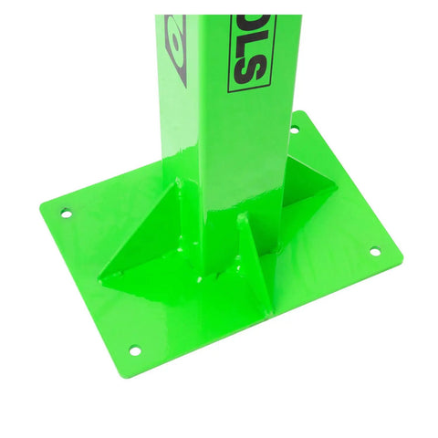 Beefy Heavy Duty Bench Grinder Stand With Vise And Drill Press Mount, Steel Base With Pre Drilled Holes, Close-Up of Green Base