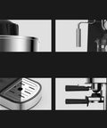 Barista Grade Single Cup Coffee Maker With Fast Brew Technology showing details like spout, drip tray, and side view