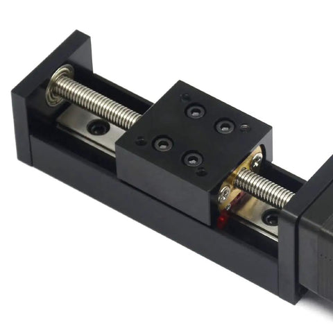 Mini Linear Rail Guide Slide Actuator With T6x1 Lead Screw And NEMA11 Stepper Motor 50mm Stroke For DIY CNC Router Parts X Y Z Dope Precision Linear Motion And Easy Fine Tuning Of Machinery, close-up view