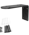 Heavy Duty Matte Black L Corner Brackets, 2 Pack Wall Mounted Shelf Supports For DIY Furniture shown with screws and anchors.